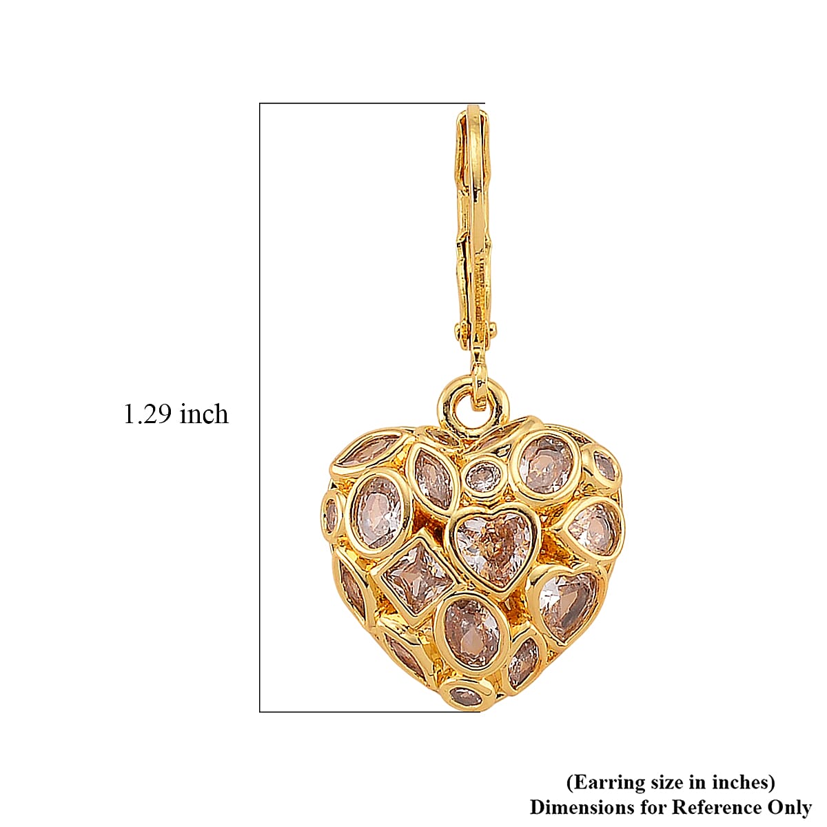 Simulated Diamond Heart Earrings in Goldtone