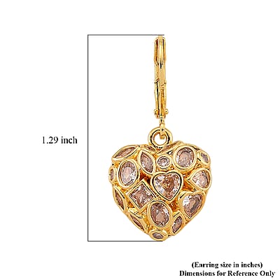 Simulated Diamond Heart Earrings in Goldtone