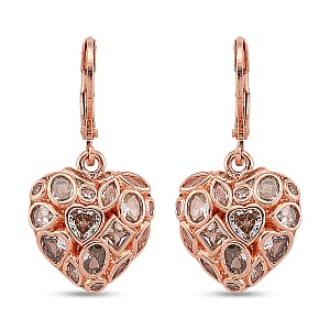 Simulated Diamond Heart Earrings in Rostone