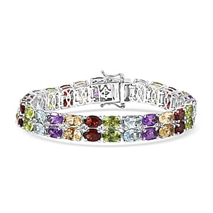 EverTrue Multi Gemstone 25.10 ctw Bracelet in Platinum Bond (6.50 In)