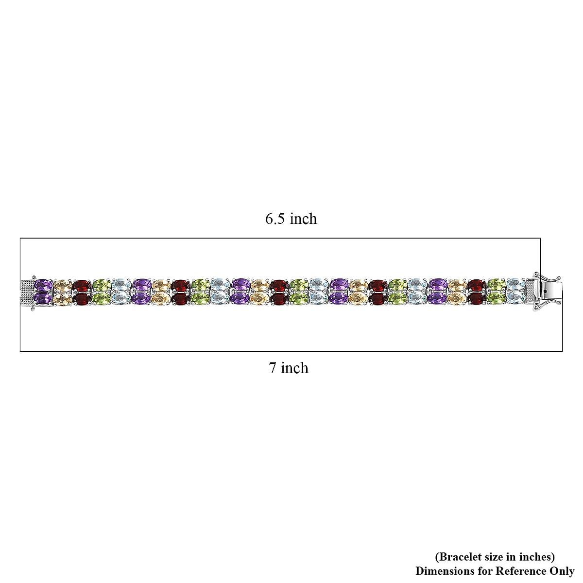 EverTrue Multi Gemstone 25.10 ctw Bracelet in Platinum Bond (6.50 In) image number 4