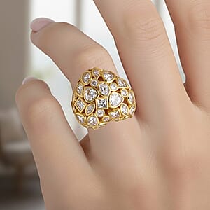 Simulated Diamond Heart Ring in Goldtone (Size 6.5-8.5)