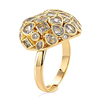 Simulated Diamond Heart Ring in Goldtone (Size 6.5-8.5)