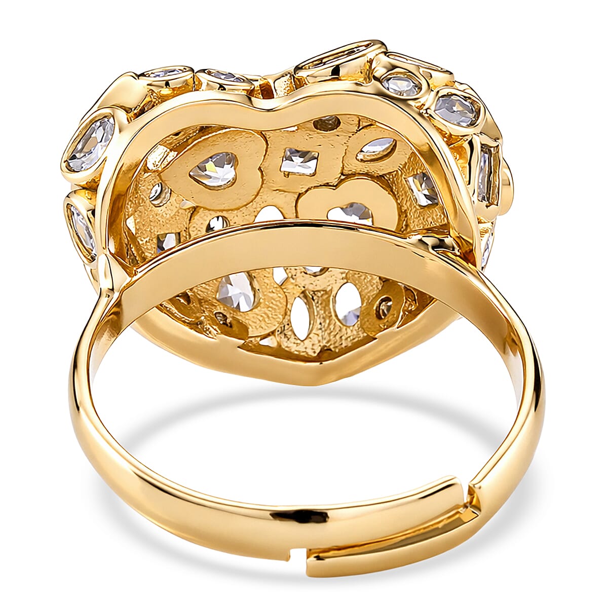 Simulated Diamond Heart Ring in Goldtone (Size 6.5-8.5)