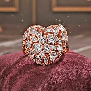Simulated Diamond Heart Ring in Rosetone (Size 6.5-8.5)
