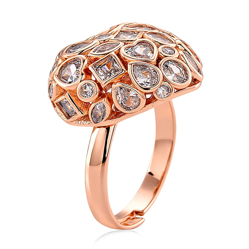 Simulated Diamond Heart Ring in Rosetone (Size 6.5-8.5)