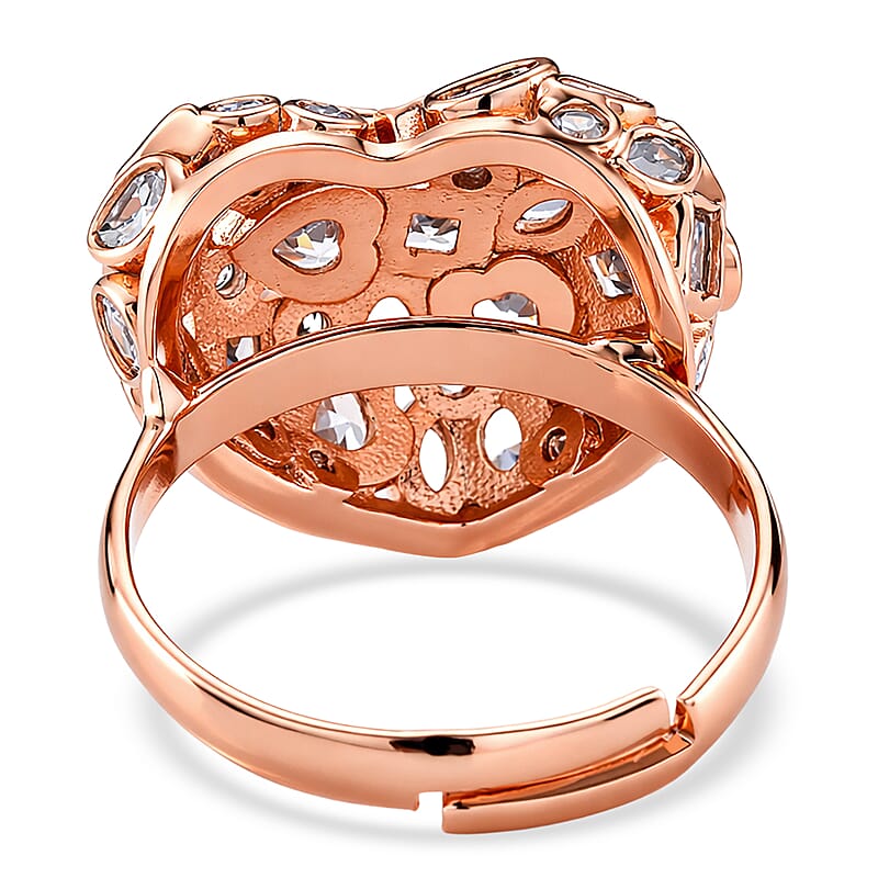 Simulated Diamond Heart Ring in Rosetone (Size 6.5-8.5)