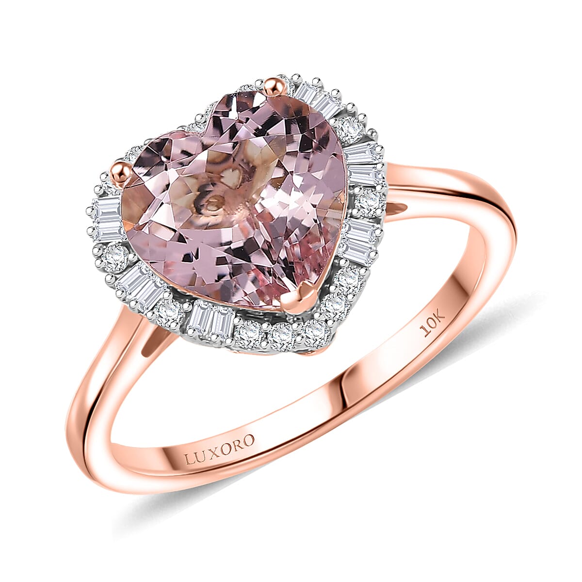 Certified Luxoro Palmeiras Pink Morganite, Diamond Ring in 10K Rose Gold 3.25 ctw (Size 10.0) image number 0