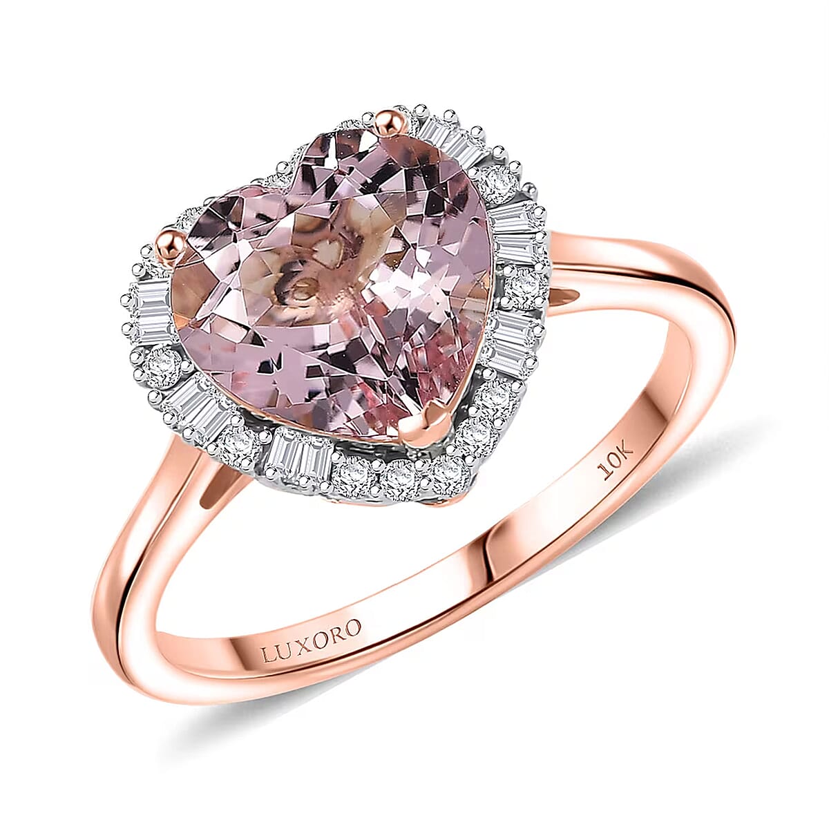 Certified Luxoro Palmeiras Pink Morganite, Diamond Ring in 10K Rose Gold 3.25 ctw (Size 7.0) image number 0