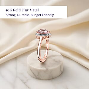 Certified Luxoro Palmeiras Pink Morganite, Diamond Ring in 10K Rose Gold 3.25 ctw (Size 7.0)