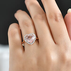 Certified Luxoro Palmeiras Pink Morganite, Diamond Ring in 10K Rose Gold 3.25 ctw (Size 9.0)