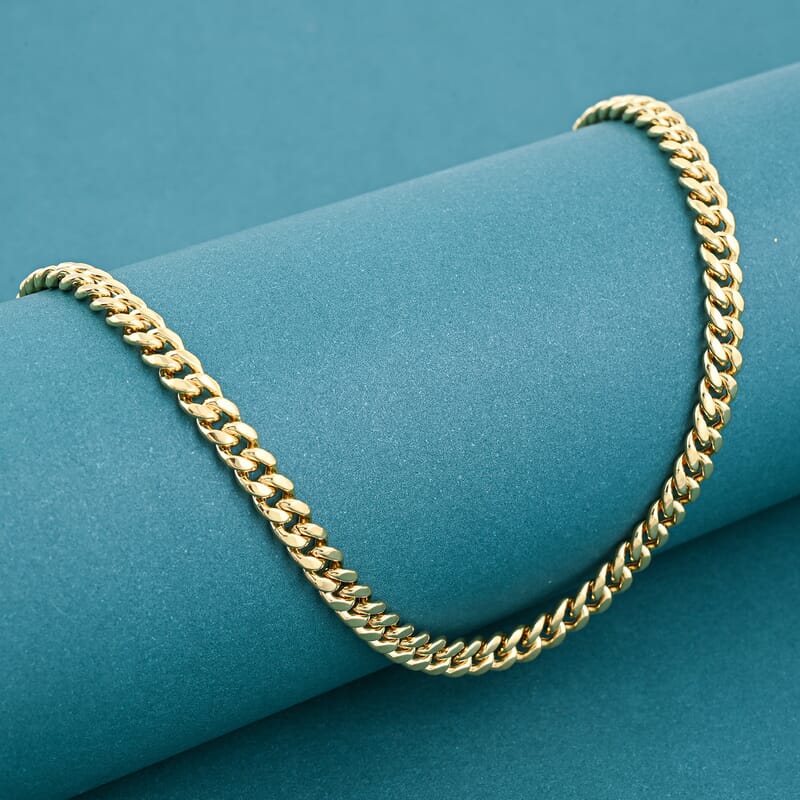 18K Yellow Gold 4.5mm Miami Necklace 22 Inches 10.70 Grams