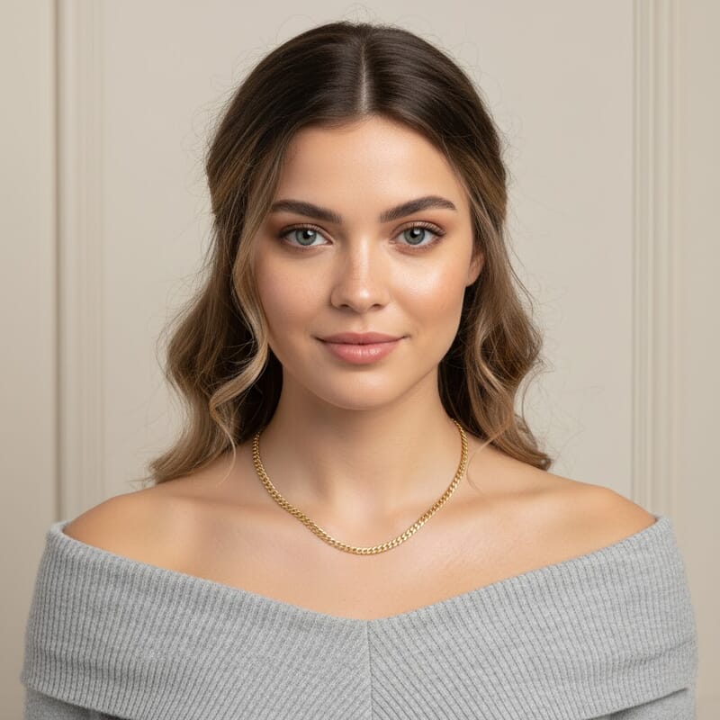 18K Yellow Gold 4.5mm Miami Necklace 22 Inches 10.70 Grams