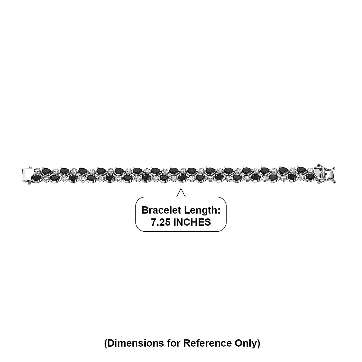 EverTrue Thai Black Spinel, White Zircon Forest Dewdrop Bracelet in Platinum Bond (7.25 In) 20.30 ctw image number 4