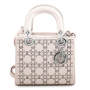 La Marey White Faux Leather and Rhinestone Crossbody Bag with Handle Drop and Shoulder Strap