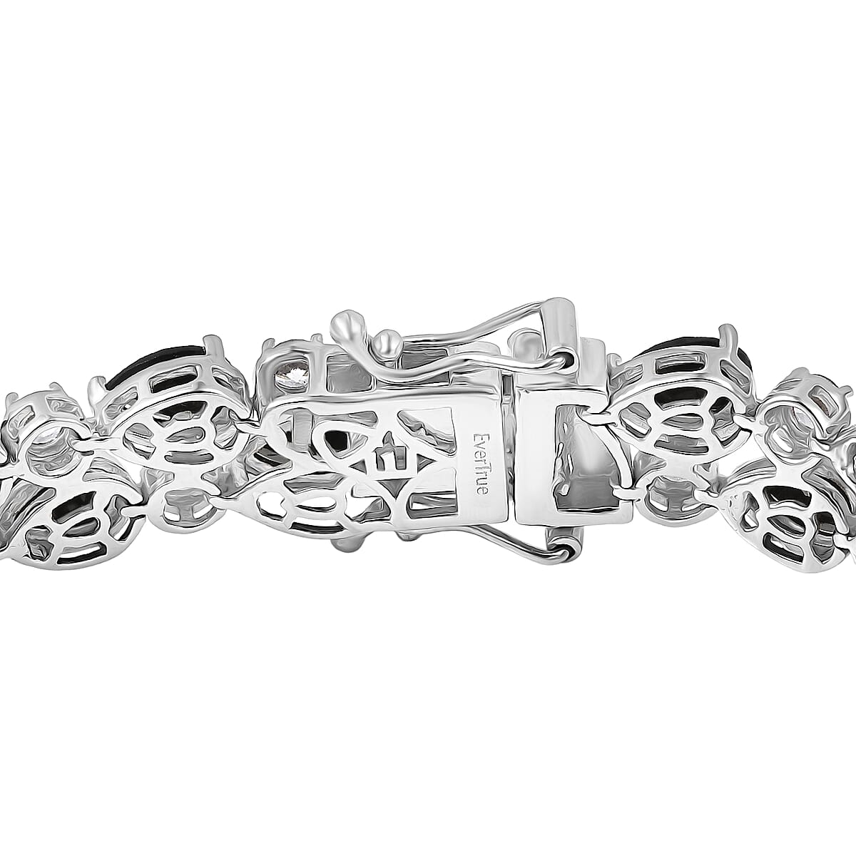 EverTrue Thai Black Spinel and White Zircon 18.30 ctw 2 Row Forest Dewdrop Bracelet in Platinum Bond (6.50 In) (Del. in 7-10 Days) image number 3