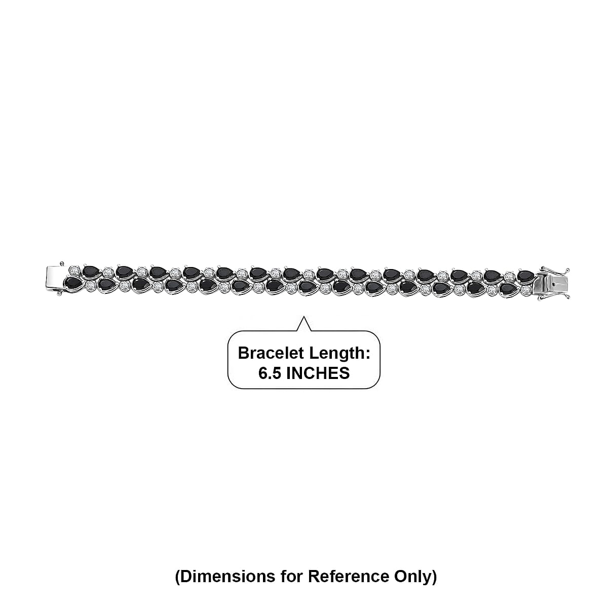 EverTrue Thai Black Spinel and White Zircon 18.30 ctw 2 Row Forest Dewdrop Bracelet in Platinum Bond (6.50 In) (Del. in 7-10 Days) image number 4