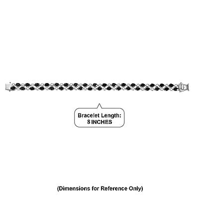 EverTrue Thai Black Spinel and White Zircon 22.90 ctw 2 Row Forest Dewdrop Bracelet in Platinum Bond (8.00 In)