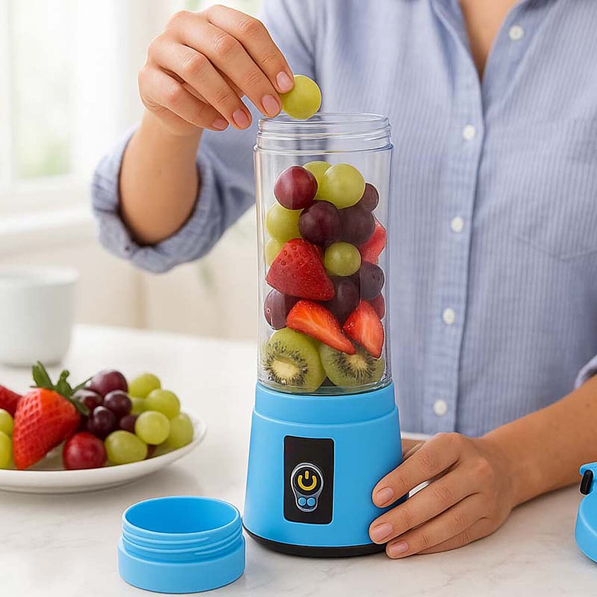 Closeout 3P EXPERTS JustMix Mini On-the-Go Juicer  - Blue image number 2