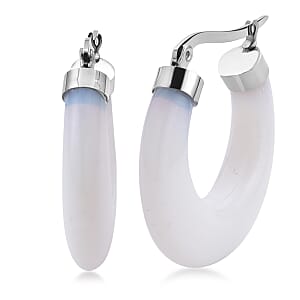 Opalite 55.00 ctw Hoop Earrings in Stainless Steel