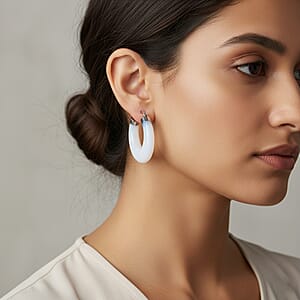 Opalite 55.00 ctw Hoop Earrings in Stainless Steel