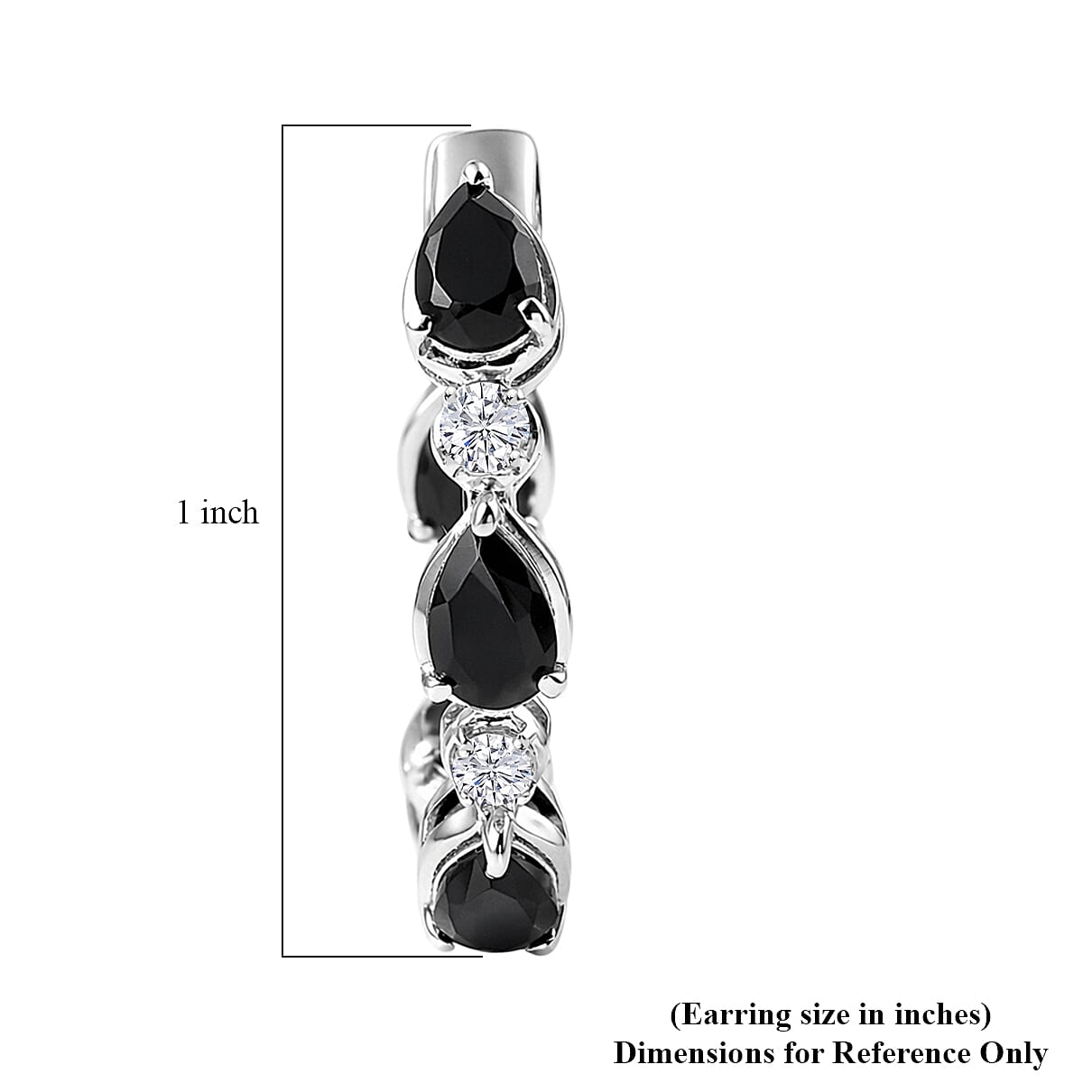 EverTrue Thai Black Spinel and White Zircon 6.00 ctw Forest Dewdrop Hoop Earrings in Platinum Bond (Del. in 7-10 Days) image number 4