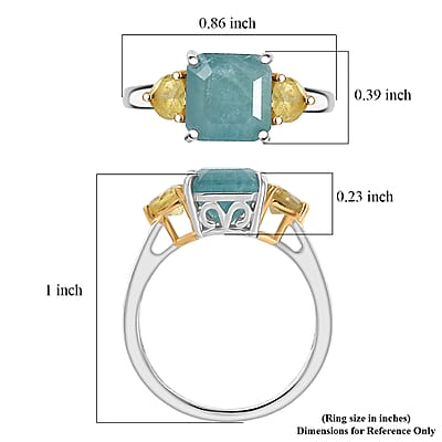 D'Joy Grandidierite and Yellow Sapphire 3.20 ctw  Heart Art Deco Ring in 18K Vermeil YG and Rhodium Over Sterling Silver (Size 10.0)