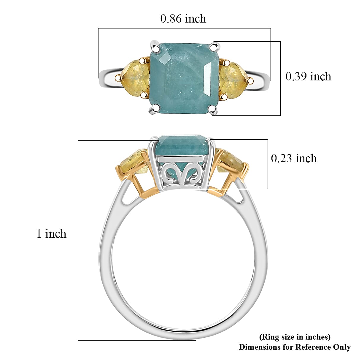 D'Joy Grandidierite, Yellow Sapphire Heart Art Deco Ring in 18K Vermeil YG and Rhodium Over Sterling Silver 3.20 ctw (Size 7.0) image number 4