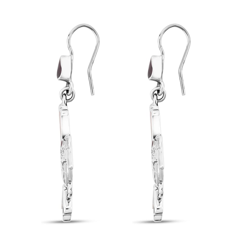 Peruvian Artistry Multi Gemstone 1.40 ctw Orange and Purple Hummingbird Earrings in Sterling Silver