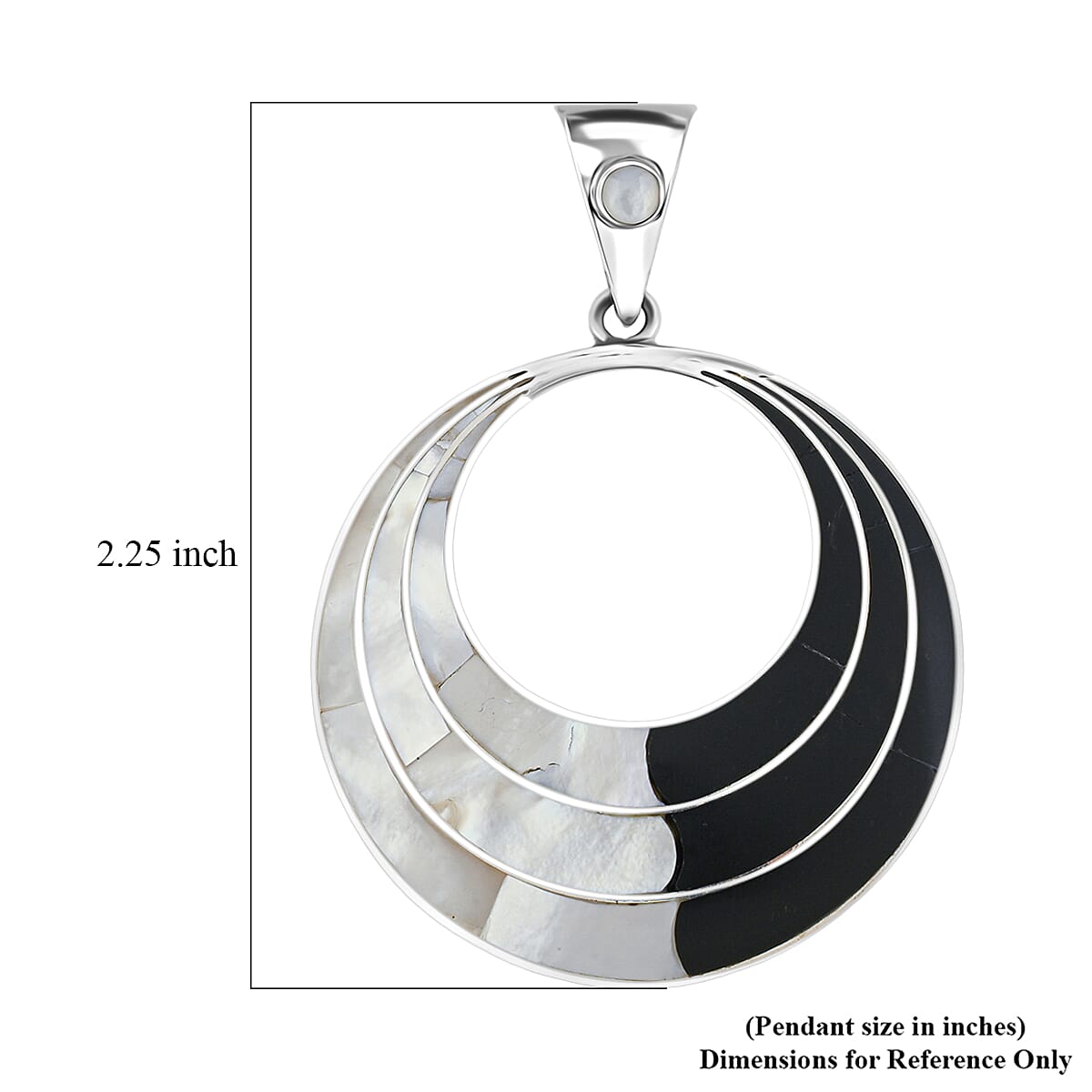 Peruvian Artistry Multi Gemstone 11.00 ctw Black and White Delia Circle Pendant without Chain in Sterling Silver image number 4