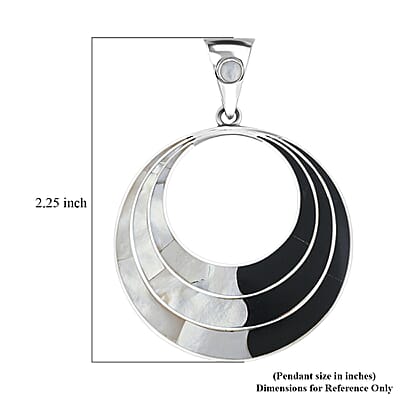 Peruvian Artistry Multi Gemstone 11.00 ctw Black and White Delia Circle Pendant without Chain in Sterling Silver