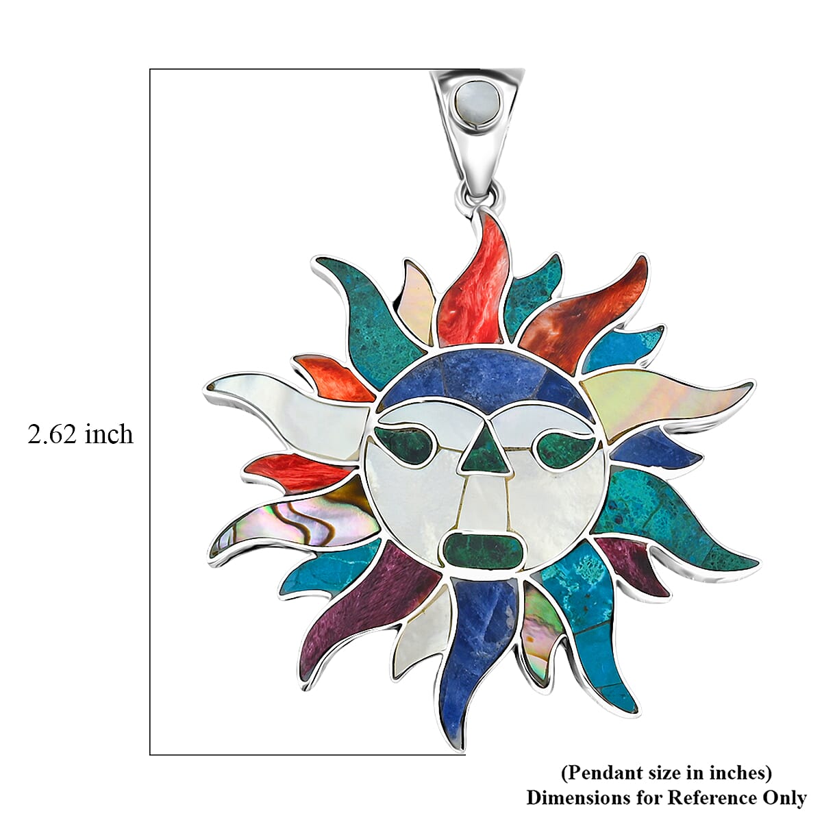 Peruvian Artistry Multi Gemstone 17.00 ctw Rainbow Inti Pendant in Sterling Silver image number 5