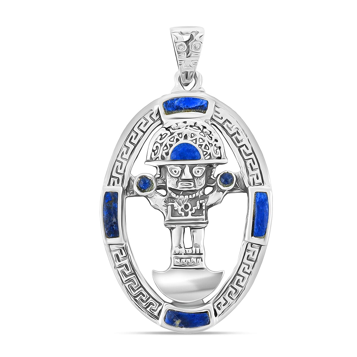 Peruvian Artistry Multi Gemstone 1.75 ctw Blue Tolomeo Pendant without Chain in Sterling Silver image number 0