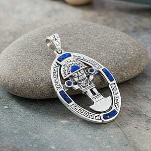 Peruvian Artistry Multi Gemstone 1.75 ctw Blue Tolomeo Pendant without Chain in Sterling Silver