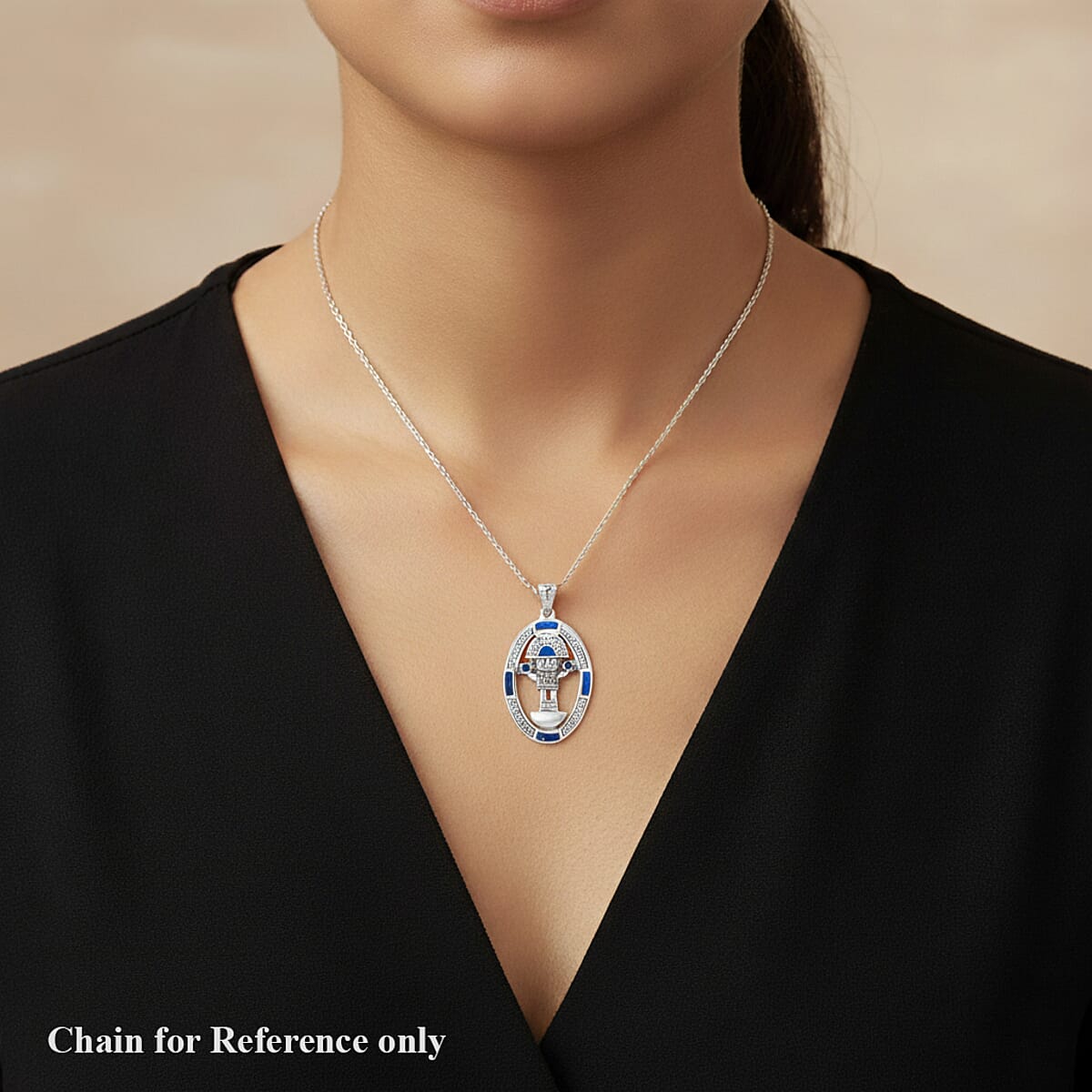 Peruvian Artistry Multi Gemstone 1.75 ctw Blue Tolomeo Pendant without Chain in Sterling Silver image number 2