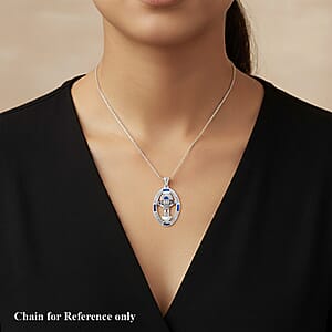 Peruvian Artistry Multi Gemstone 1.75 ctw Blue Tolomeo Pendant without Chain in Sterling Silver