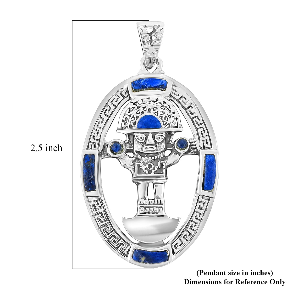 Peruvian Artistry Multi Gemstone 1.75 ctw Blue Tolomeo Pendant without Chain in Sterling Silver image number 4