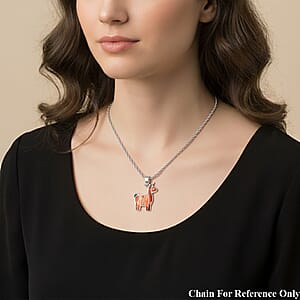 Peruvian Artistry Multi Gemstone 1.75 ctw Orange Llama Pendant without Chain in Sterling Silver
