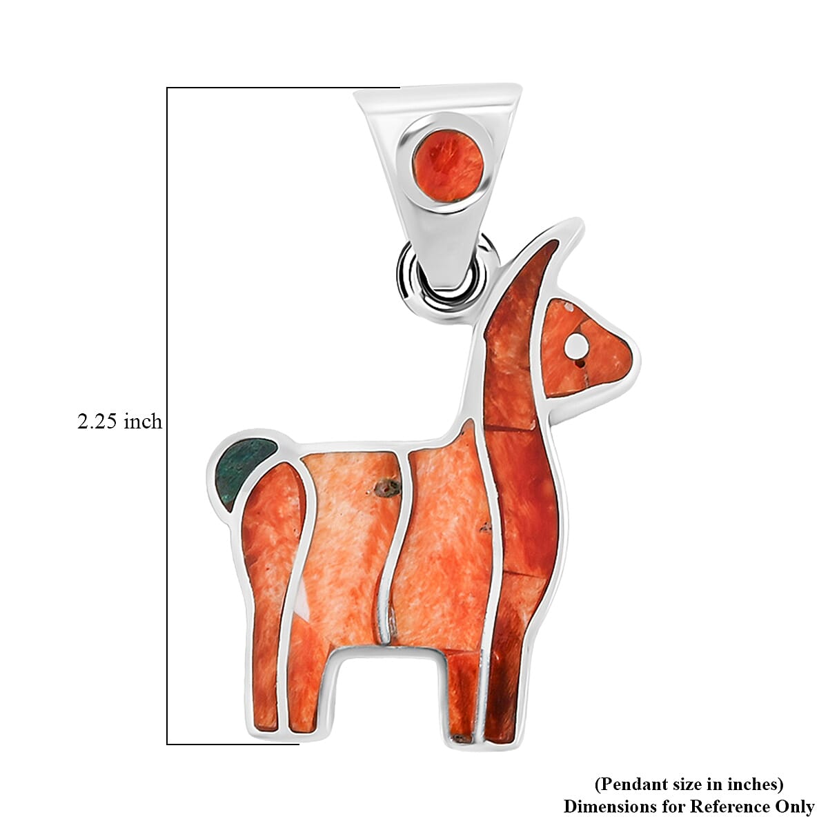 Peruvian Artistry Multi Gemstone 1.75 ctw Orange Llama Pendant without Chain in Sterling Silver