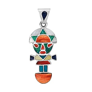 Peruvian Artistry Multi Gemstone 1.15 ctw Rainbow Legado Tumi Pendant without Chain in Sterling Silver