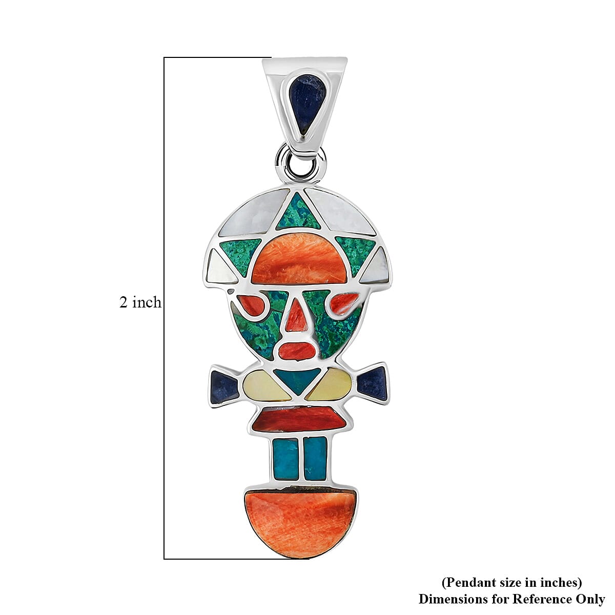 Peruvian Artistry Multi Gemstone 1.15 ctw Rainbow Legado Tumi Pendant without Chain in Sterling Silver image number 4