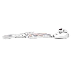 Peruvian Artistry Multi Gemstone 1.20 ctw Orange and Purple Hummingbird Pendant without Chain in Sterling Silver