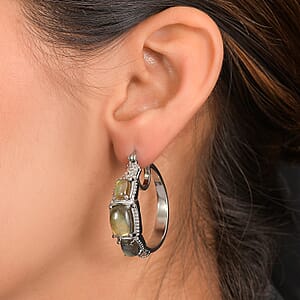 EverTrue Malagasy Labradorite 11.30 ctw Earrings in Stainless Steel 