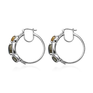 EverTrue Malagasy Labradorite 11.30 ctw Earrings in Stainless Steel 