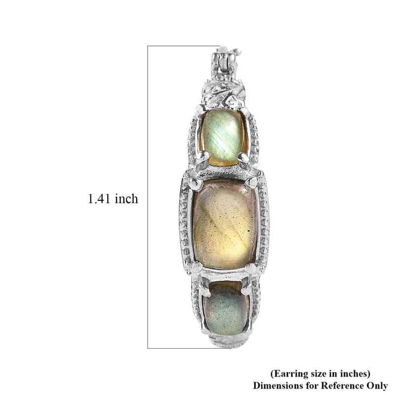 EverTrue Malagasy Labradorite 11.30 ctw Earrings in Stainless Steel