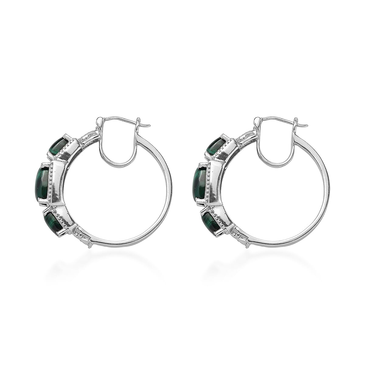 EverTrue African Malachite 13.65 ctw Earrings in Stainless Steel