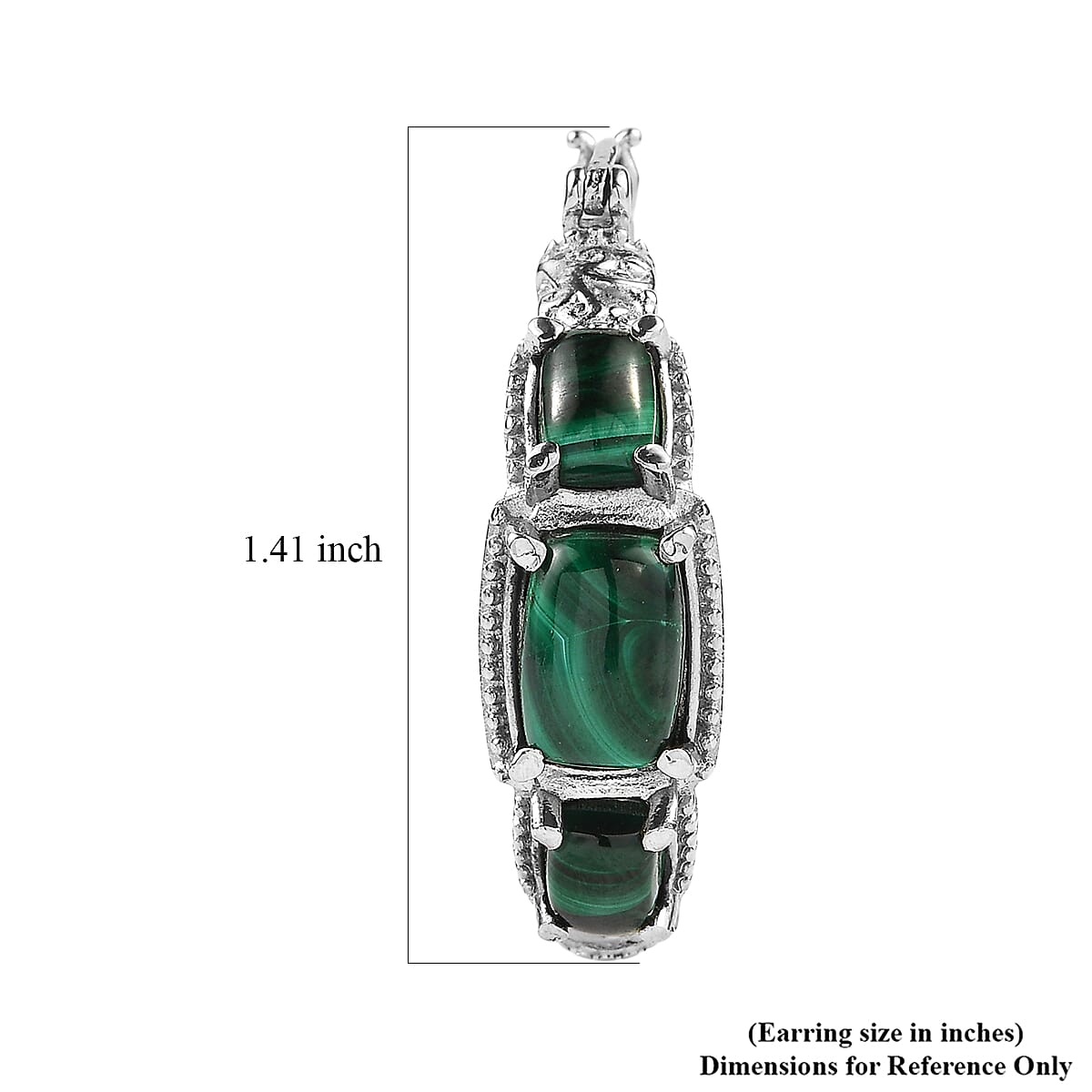 EverTrue African Malachite 13.65 ctw Earrings in Stainless Steel image number 4