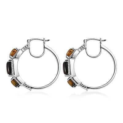 EverTrue Tigers Eye 10.50 ctw Earrings in Stainless Steel