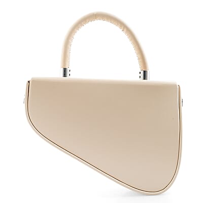 La Marey White Faux Leather and Rhinestone Sparkling Crossbody Bag with Shoulder Strap