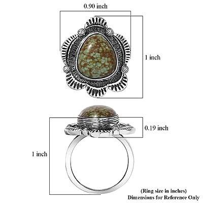 D'Joy Rachel Roy Loving Care Artisan Crafted Blue Horizon Turquoise Ring in Black Oxidised Sterling Silver 7.10 ctw (Size 6.0)